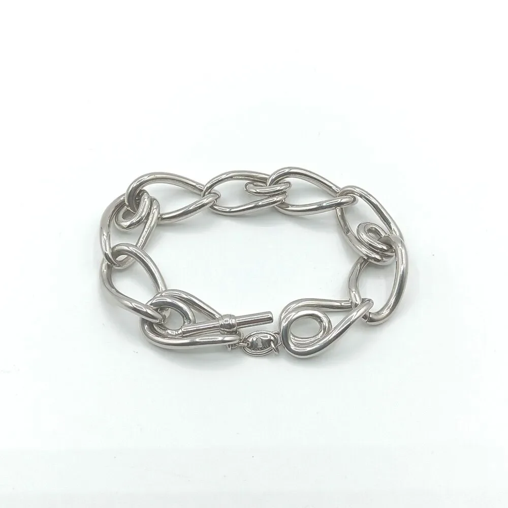 Fossil Chain Link Bracelet 8” Stainless Steel Unisex Toggle Chunky Whimsigoth